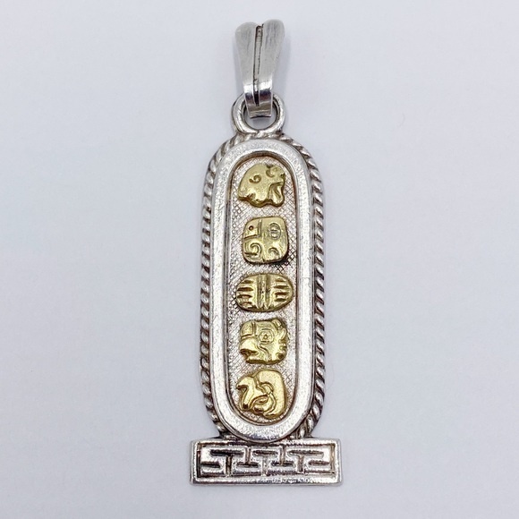 Vintage ORO MAYA OM Sterling Silver Two Tone Aztec Pendant - Picture 7 of 7